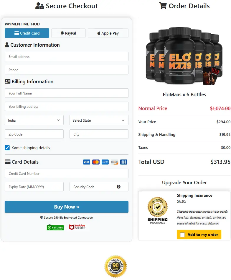 EloMass  Secure Order Process